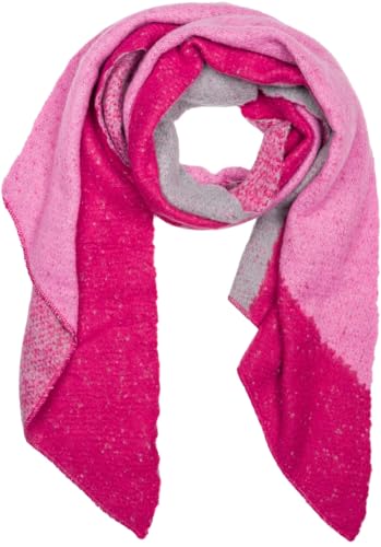 styleBREAKER Damen weicher 3-Farbiger Web Schal in asymmetrischer Form, warme Winter Stola mehrfarbig 01017156, Farbe:Pink-Rosa-Grau von styleBREAKER