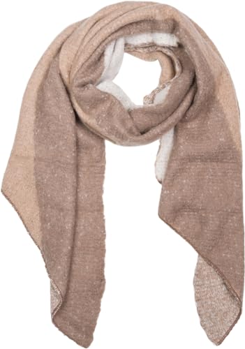 styleBREAKER Damen weicher 3-Farbiger Web Schal in asymmetrischer Form, warme Winter Stola mehrfarbig 01017156, Farbe:Taupe-Braun-Beige von styleBREAKER