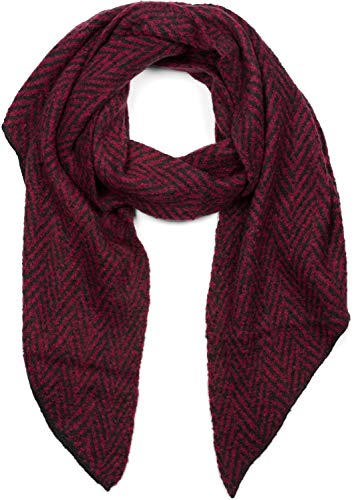 styleBREAKER Damen weicher Web Schal mit Zick Zack Zacken Muster in asymmetrischer Form, warm Winter, Stola 01017129, Farbe:Bordeaux-Rot-Schwarz von styleBREAKER