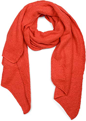 styleBREAKER Damen weicher unifarbener Web Schal in asymmetrischer Form, Winter, Stola 01017118, Farbe:Blutorange von styleBREAKER