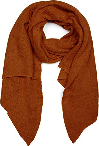 styleBREAKER Damen weicher unifarbener Web Schal in asymmetrischer Form, Winter, Stola 01017118, Farbe:Cognac von styleBREAKER