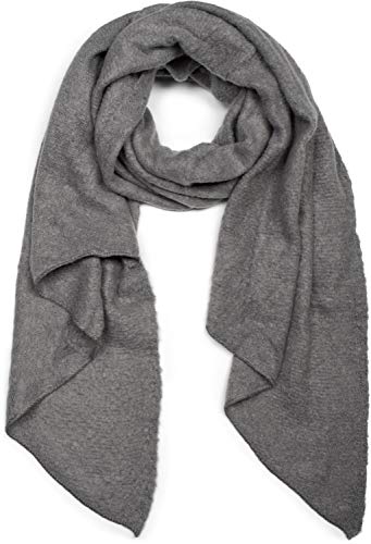 styleBREAKER Damen weicher unifarbener Web Schal in asymmetrischer Form, Winter, Stola 01017118, Farbe:Grau von styleBREAKER