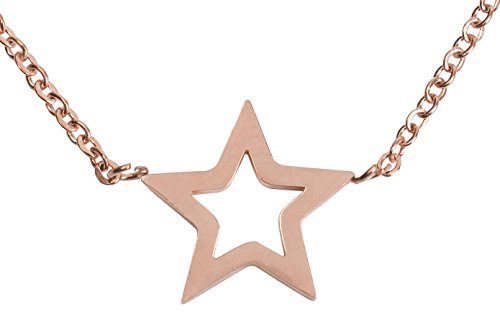 styleBREAKER Edelstahl Halskette mit Stern Anhänger, Ankerkette, Karabiner Verschluss, Kette, Schmuck, Damen 05030040, Farbe:Rosegold von styleBREAKER