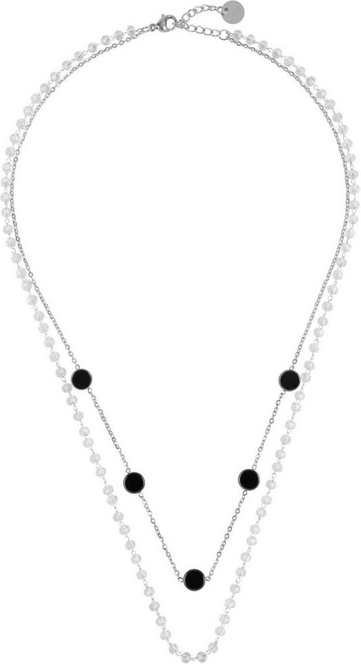 styleBREAKER Edelstahlkette (1-tlg), Layer Halskette mit Kunststoff Perlen von styleBREAKER