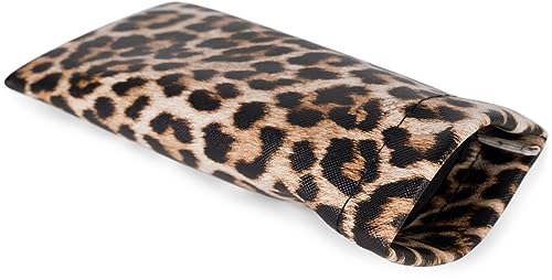 styleBREAKER Etui für Sonnenbrillen mit Leoparden Muster und Putztuch, Brillenetui mit Schnappverschluss, Unisex 09020096, Farbe:Braun-Beige von styleBREAKER