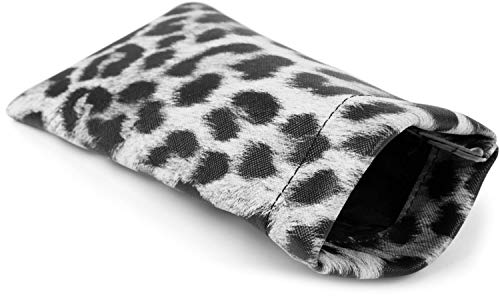 styleBREAKER Etui für Sonnenbrillen mit Leoparden Muster und Putztuch, Brillenetui mit Schnappverschluss, Unisex 09020096, Farbe:Grau-Schwarz von styleBREAKER