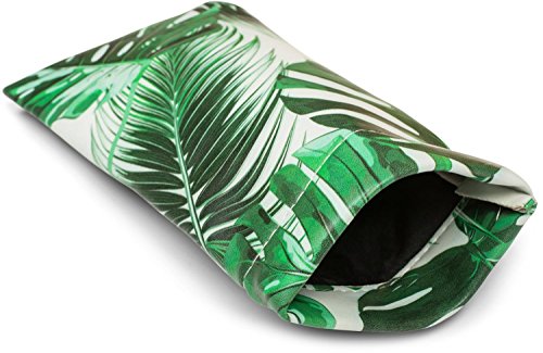 styleBREAKER Etui für Sonnenbrillen mit Palmen Print und Putztuch, Brillenetui mit Schnappverschluss, Unisex 09020086, Farbe:Grün-Weiß von styleBREAKER