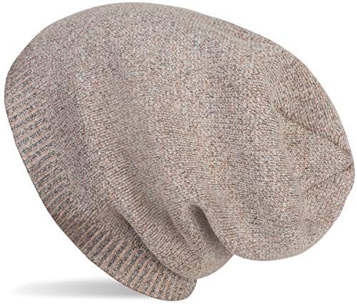 styleBREAKER Feinstrick Beanie Mütze mit Glitzerfaden, Slouch Longbeanie, Damen 04024142, Farbe:Altrose von styleBREAKER