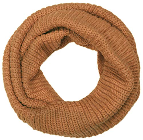 styleBREAKER Unisex Feinstrick Schal, einfarbiger Loop Schlauchschal, Feinripp Winter Strickschal, Loopschal 01018112, Farbe:Camel von styleBREAKER