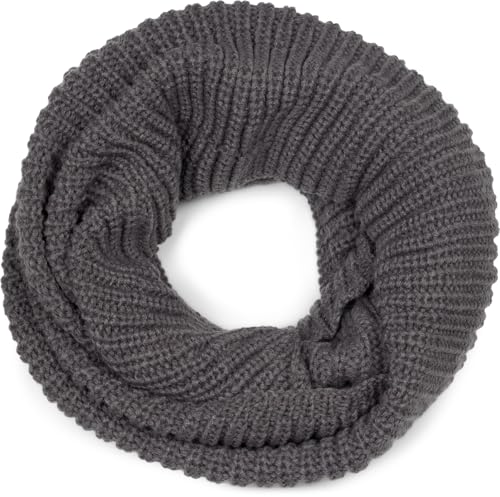 styleBREAKER Unisex Feinstrick Schal, einfarbiger Loop Schlauchschal, Feinripp Winter Strickschal, Loopschal 01018112, Farbe:Dunkelgrau von styleBREAKER