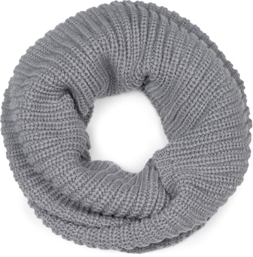styleBREAKER Unisex Feinstrick Schal, einfarbiger Loop Schlauchschal, Feinripp Winter Strickschal, Loopschal 01018112, Farbe:Grau von styleBREAKER