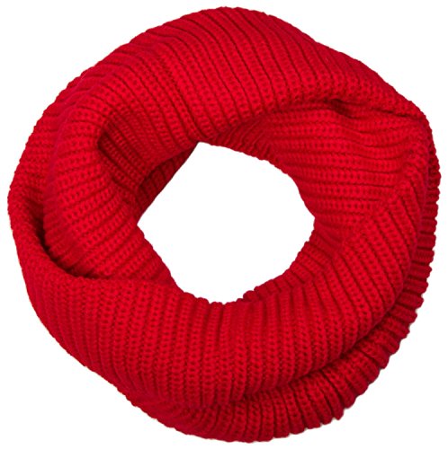 styleBREAKER Unisex Feinstrick Schal, einfarbiger Loop Schlauchschal, Feinripp Winter Strickschal, Loopschal 01018112, Farbe:Rot von styleBREAKER