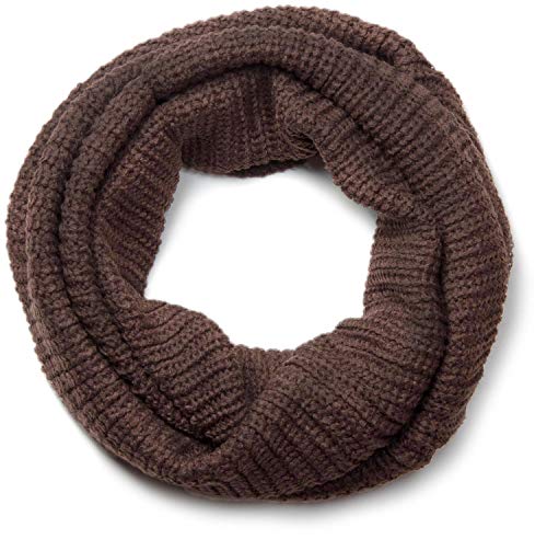 styleBREAKER Unisex Feinstrick Schal, einfarbiger Loop Schlauchschal, Feinripp Winter Strickschal, Loopschal 01018112, Farbe:Schokobraun von styleBREAKER