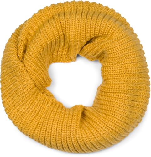 styleBREAKER Unisex Feinstrick Schal, einfarbiger Loop Schlauchschal, Feinripp Winter Strickschal, Loopschal 01018112, Farbe:Senf von styleBREAKER