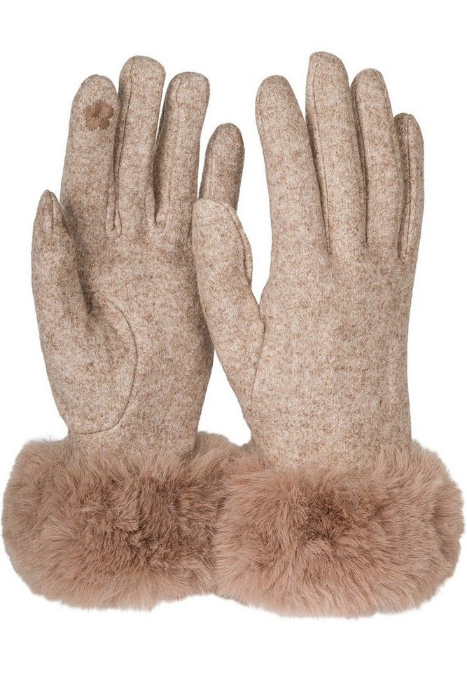 styleBREAKER Fleecehandschuhe Touchscreen Handschuhe mit Kunstfell von styleBREAKER