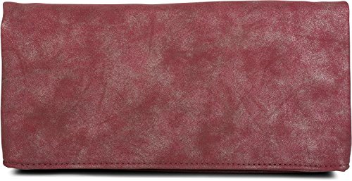 styleBREAKER Fold-Over-Clutch in Wildlederoptik mit Überschlag, 3-in-1 Tasche, Schulterriemen, Trageschlaufe, Schultertasche, Damen 02012190, Farbe::Himbeere von styleBREAKER