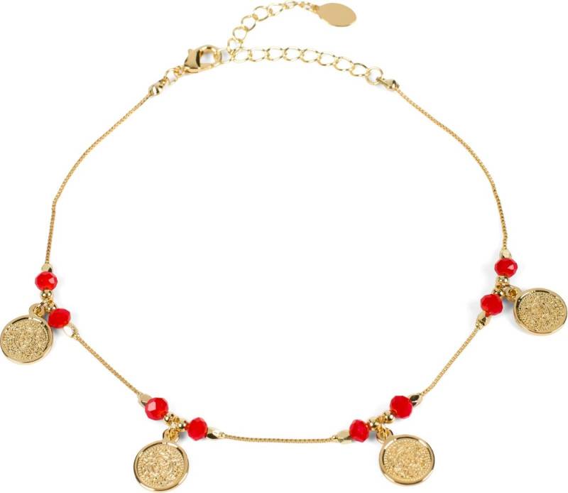 styleBREAKER Fußkette Fußkettchen mit Münz Anhängern und Perlen (1-tlg) von styleBREAKER