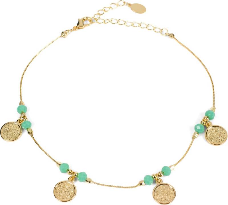 styleBREAKER Fußkette Fußkettchen mit Münz Anhängern und Perlen (1-tlg) von styleBREAKER