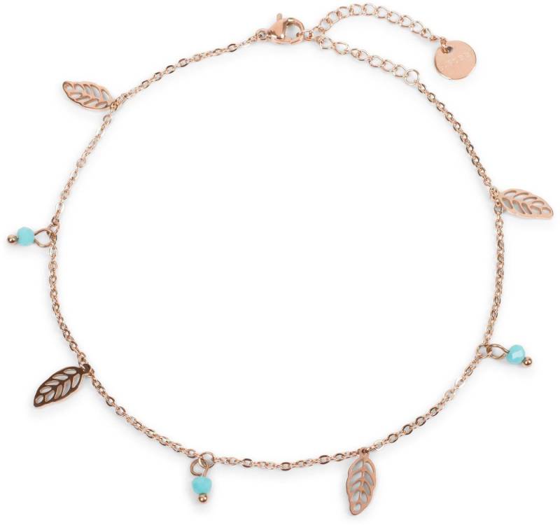 styleBREAKER Fußkette mit Anhänger Fußkettchen mit Blatt und Perlen Anhängern (1-tlg) von styleBREAKER