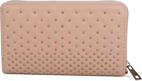 styleBREAKER Geldbörse mit Nieten, Reißverschluss, Kugelnieten besetzte Handschlaufe, Portemonnaie, Damen 02040094, Farbe:Rose von styleBREAKER