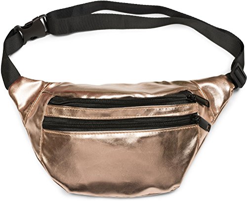 styleBREAKER Gürteltasche im Metallic Look und Reißverschluss, Bauchtasche, Hüfttasche, Damen 02012243, Farbe:Rosegold von styleBREAKER