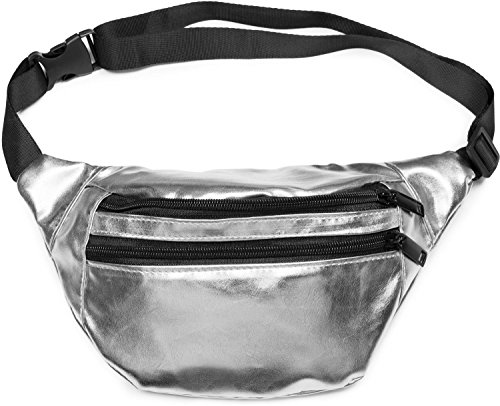 styleBREAKER Gürteltasche im Metallic Look und Reißverschluss, Bauchtasche, Hüfttasche, Damen 02012243, Farbe:Silber von styleBREAKER