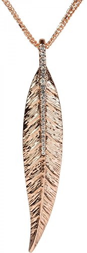 styleBREAKER Halskette mit Blatt Anhänger und glitzernden Strassteinen, 3 Ketten, Karabinerverschluss, Damen 05030019, Farbe:Rosegold von styleBREAKER