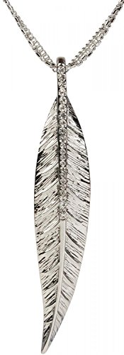 styleBREAKER Halskette mit Blatt Anhänger und glitzernden Strassteinen, 3 Ketten, Karabinerverschluss, Damen 05030019, Farbe:Silber von styleBREAKER