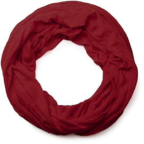 styleBREAKER Damen Jersey Loop Schlauchschal in Crash-Optik | Leichter elastischer Sommerschal Unifarben | Weich & Modisch | One Size, Farbe:Bordeaux-Rot von styleBREAKER