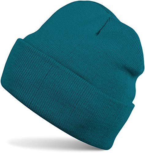 styleBREAKER Kinder Beanie Strickmütze mit breiter Krempe, Feinstrick Mütze doppelt gestrickt, Kindermütze 2-5 Jahre 04024030, Farbe:Petrol von styleBREAKER