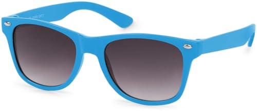 styleBREAKER Kinder Nerd Sonnenbrille mit Kunststoff Rahmen und Polycarbonat Gläsern, klassisches Retro Design 09020056, Farbe:Gestell Hellblau/Glas Grau Verlauf von styleBREAKER