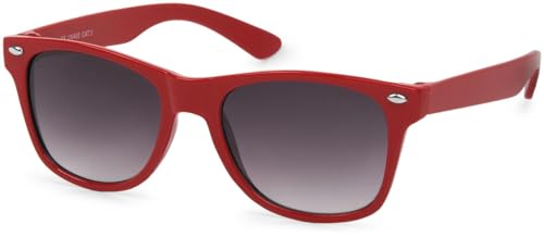 styleBREAKER Kinder Nerd Sonnenbrille mit Kunststoff Rahmen und Polycarbonat Gläsern, klassisches Retro Design 09020056, Farbe:Gestell Rot/Glas Grau Verlauf von styleBREAKER