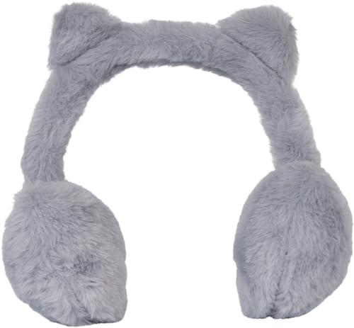 styleBREAKER Kinder Ohrenwärmer aus Plüsch mit Öhrchen, warme kuschlig weiche Winter Ohrenschützer, Earmuffs 04026067, Farbe:Grau von styleBREAKER