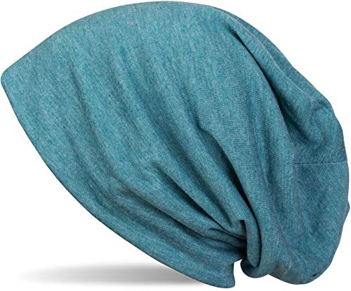 styleBREAKER Klassische Slouch Beanie Mütze, leicht und weich, Longbeanie, Unisex 04024018, Farbe:Petrol-Blau meliert von styleBREAKER