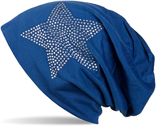 styleBREAKER Klassische leichte Unisex Beanie Mütze mit Stern Strass Applikation 04024019, Farbe:Royalblau von styleBREAKER