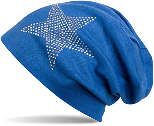 styleBREAKER Klassische Unisex Beanie Mütze mit Stern Strass Applikation, warm 04024023, Farbe:Royalblau von styleBREAKER