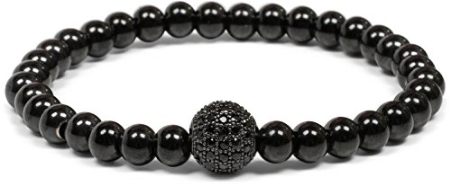 styleBREAKER Kugel Armband mit Strass besetzem Schmuck Charm, Gummizug, Kugelarmband, Damen 05040147, Farbe:Schwarz von styleBREAKER