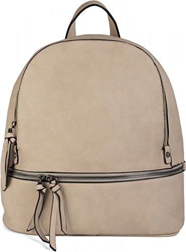 styleBREAKER Kunstleder Rucksack Handtasche mit Reißverschlüssen, edler Style, Tasche, Unisex 02012147, Farbe:Beige von styleBREAKER