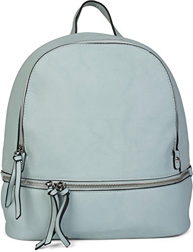 styleBREAKER Kunstleder Rucksack Handtasche mit Reißverschlüssen, edler Style, Tasche, Unisex 02012147, Farbe:Hellblau von styleBREAKER