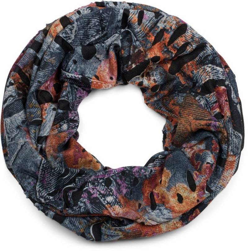 styleBREAKER Loop Loop Schal mit Farbklecksen in Destroyed Optik, (1-St) von styleBREAKER