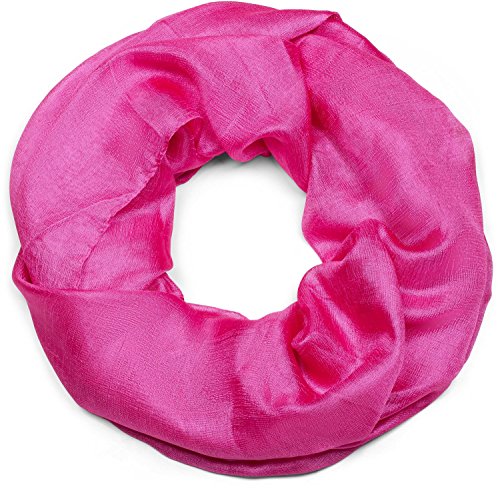 styleBREAKER Damen Loop Schal leicht und seidig in Unifarben, leichter sommerlicher Schlauchschal einfarbig 01017063, Farbe:Pink von styleBREAKER