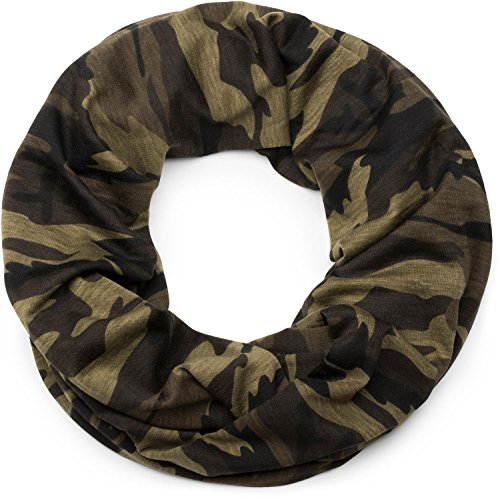 styleBREAKER Loop Schal mit Camouflage Muster, Schlauchschal, Tuch, Unisex 01017069, Farbe:Oliv von styleBREAKER