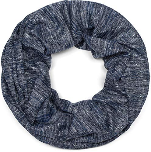 styleBREAKER Loop Schal mit Glitzerfaden und kleinen Pailletten, Schlauchschal, Tuch, Damen 01017078, Farbe:Dunkelblau meliert von styleBREAKER