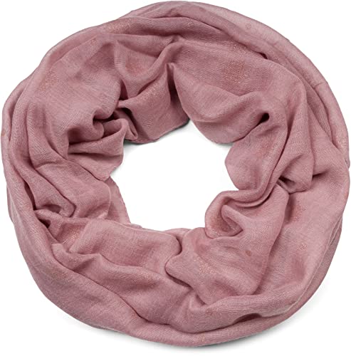 styleBREAKER Damen Loop Schal mit Glitzer Schneeflocken Print, Weicher Schlauchschal Einfarbig, Tuch 01017064, Farbe:Altrose von styleBREAKER