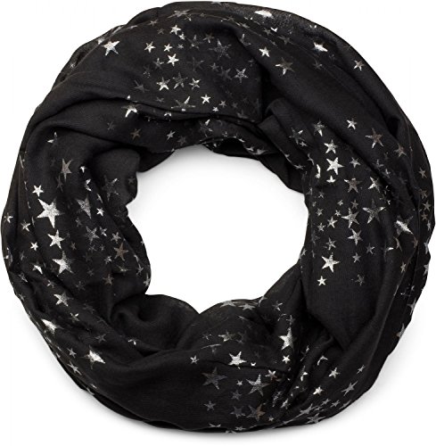 styleBREAKER Damen Loop Schal mit glitzerndem Metallic Sterne All Over Print Muster, Leichter Schlauchschal Einfarbig, Tuch 01016118, Farbe:Schwarz styleBREAKER Damen Loop Schal mit glitzerndem Metallic Sterne All Over Print Muster, Leichter Schlauchschal Einfarbig, Tuch 01016118, Farbe:Schwarz von styleBREAKER