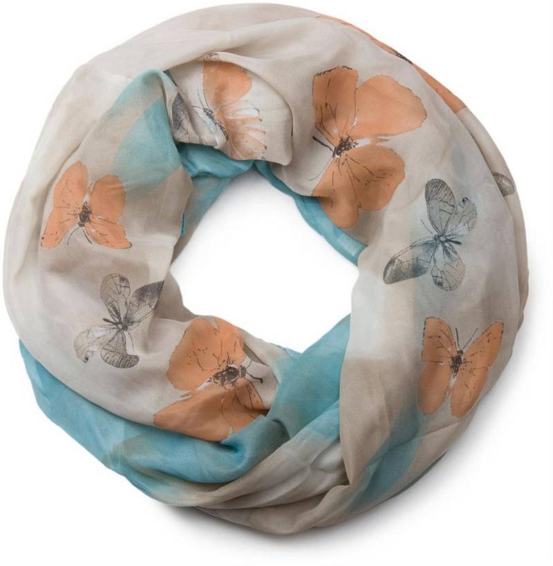 styleBREAKER Loop Seidiger Loop mit Schmetterling Print, (1-St) von styleBREAKER