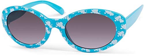 styleBREAKER Mädchen Sonnenbrille mit ovalen Gläsern und Herzchen Muster, Kunststoff Rahmen und Polycarbonat Flachgläsern, Kinder 09020088, Farbe:Gestell Blau/Glas Grau Verlauf von styleBREAKER