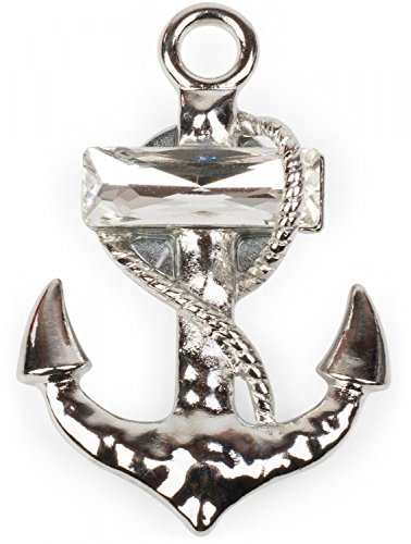 styleBREAKER Magnet Schmuck Anhänger für Schals, Tücher oder Ponchos im Anker und Seil Design mit Strass Schmuckstein, Brosche, Damen 05050024, Farbe:Silber von styleBREAKER