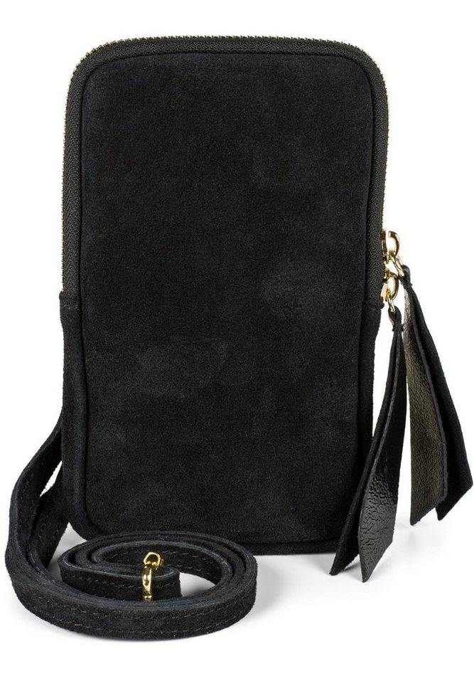 styleBREAKER Mini Bag Echtleder Handy Umhängetasche Veloursleder (1-tlg) von styleBREAKER