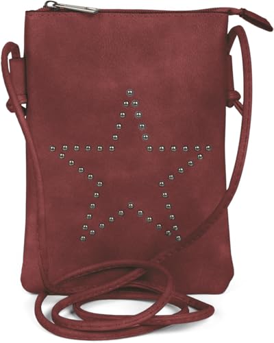 styleBREAKER Mini Bag Umhängetasche mit Nieten in Stern Form, Schultertasche, Handtasche, Tasche, Damen 02012235, Farbe:Bordeaux-Rot von styleBREAKER